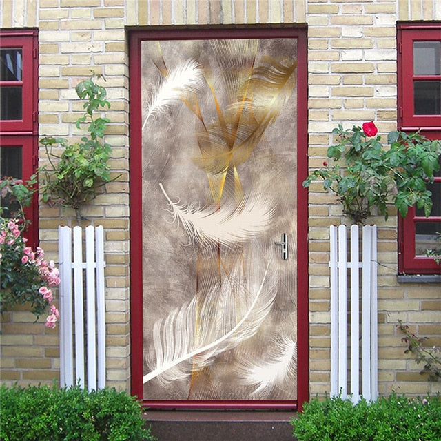 DIY 3D Decorative Wall Papers For The Door Stickers Waterproof Vinyl Design Self Stick View Door Posters