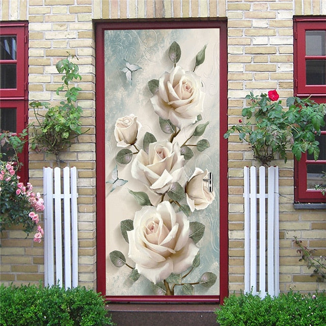 DIY 3D Decorative Wall Papers For The Door Stickers Waterproof Vinyl Design Self Stick View Door Posters