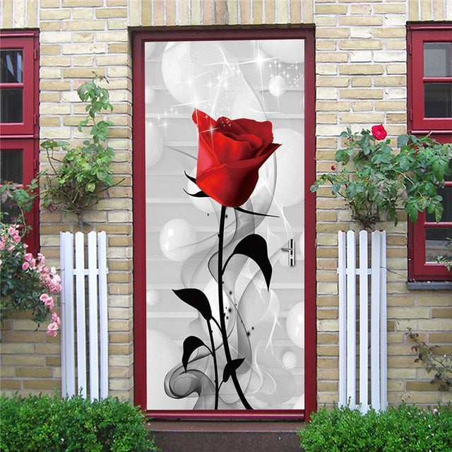 DIY 3D Decorative Wall Papers For The Door Stickers Waterproof Vinyl Design Self Stick View Door Posters