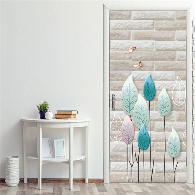 DIY 3D Decorative Wall Papers For The Door Stickers Waterproof Vinyl Design Self Stick View Door Posters