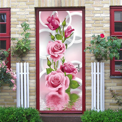 DIY 3D Decorative Wall Papers For The Door Stickers Waterproof Vinyl Design Self Stick View Door Posters
