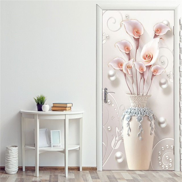 DIY 3D Decorative Wall Papers For The Door Stickers Waterproof Vinyl Design Self Stick View Door Posters