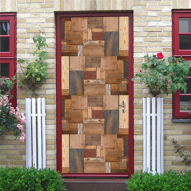 DIY 3D Decorative Wall Papers For The Door Stickers Waterproof Vinyl Design Self Stick View Door Posters