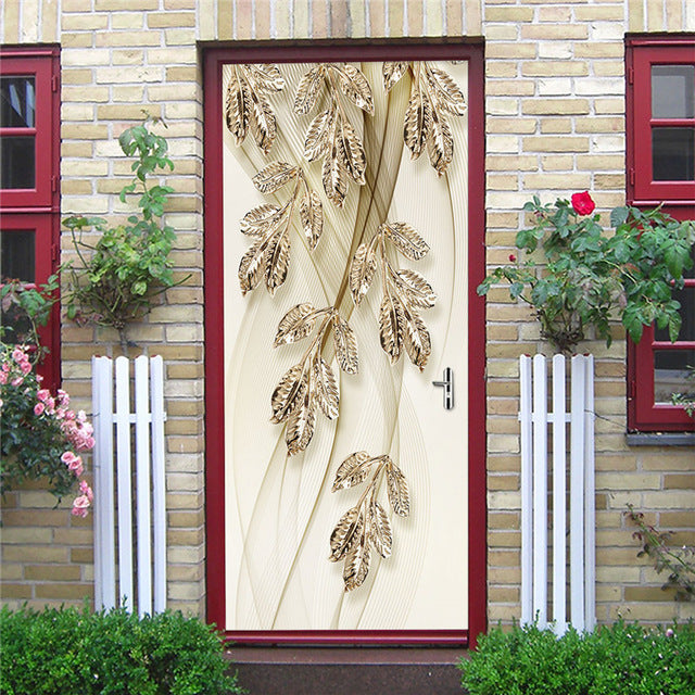 DIY 3D Decorative Wall Papers For The Door Stickers Waterproof Vinyl Design Self Stick View Door Posters