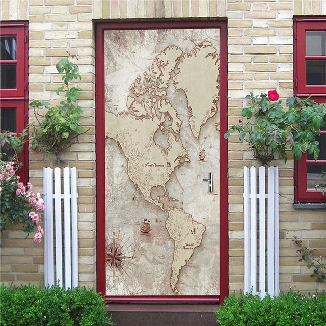 DIY 3D Decorative Wall Papers For The Door Stickers Waterproof Vinyl Design Self Stick View Door Posters