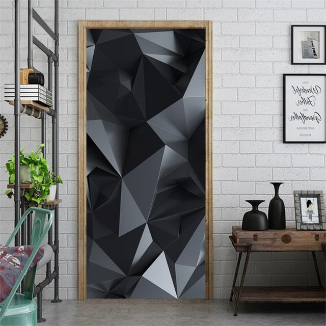 95x215cm Space Geometry Door Sticker Self Adhesive Waterproof Removable Wallpaper Vinyl Wall Decal Posters Home Decor deurposter