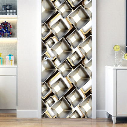 95x215cm Space Geometry Door Sticker Self Adhesive Waterproof Removable Wallpaper Vinyl Wall Decal Posters Home Decor deurposter