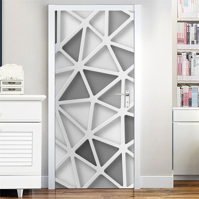 95x215cm Space Geometry Door Sticker Self Adhesive Waterproof Removable Wallpaper Vinyl Wall Decal Posters Home Decor deurposter