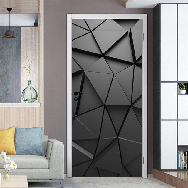 95x215cm Space Geometry Door Sticker Self Adhesive Waterproof Removable Wallpaper Vinyl Wall Decal Posters Home Decor deurposter