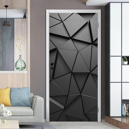95x215cm Space Geometry Door Sticker Self Adhesive Waterproof Removable Wallpaper Vinyl Wall Decal Posters Home Decor deurposter