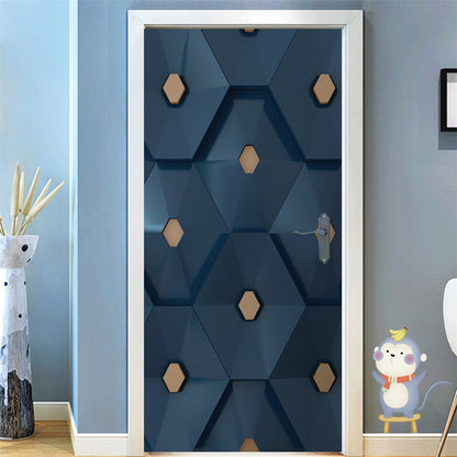 95x215cm Space Geometry Door Sticker Self Adhesive Waterproof Removable Wallpaper Vinyl Wall Decal Posters Home Decor deurposter