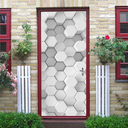 95x215cm Space Geometry Door Sticker Self Adhesive Waterproof Removable Wallpaper Vinyl Wall Decal Posters Home Decor deurposter