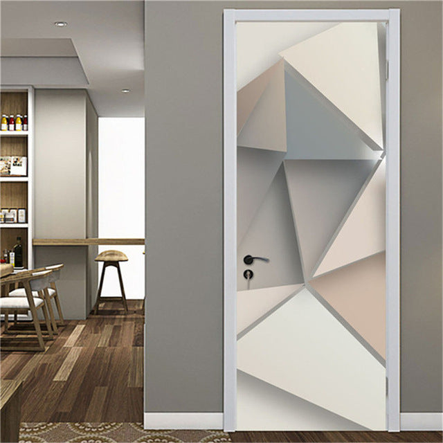 95x215cm Space Geometry Door Sticker Self Adhesive Waterproof Removable Wallpaper Vinyl Wall Decal Posters Home Decor deurposter