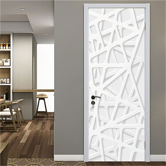 95x215cm Space Geometry Door Sticker Self Adhesive Waterproof Removable Wallpaper Vinyl Wall Decal Posters Home Decor deurposter
