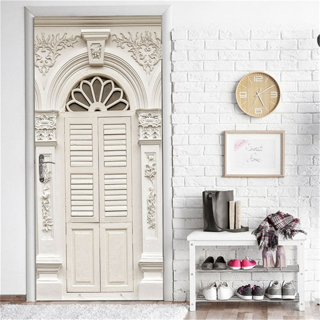 95x215cm Space Geometry Door Sticker Self Adhesive Waterproof Removable Wallpaper Vinyl Wall Decal Posters Home Decor deurposter
