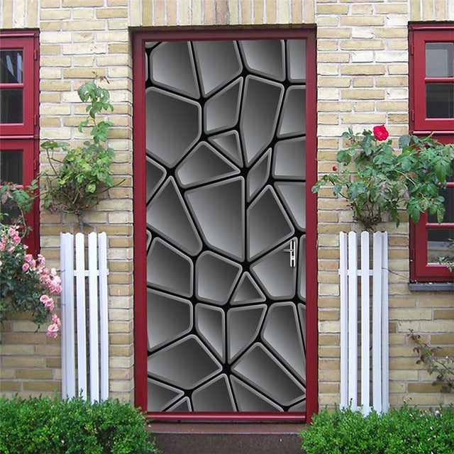 95x215cm Space Geometry Door Sticker Self Adhesive Waterproof Removable Wallpaper Vinyl Wall Decal Posters Home Decor deurposter
