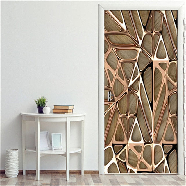 95x215cm Space Geometry Door Sticker Self Adhesive Waterproof Removable Wallpaper Vinyl Wall Decal Posters Home Decor deurposter