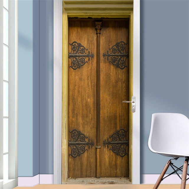 95x215cm Space Geometry Door Sticker Self Adhesive Waterproof Removable Wallpaper Vinyl Wall Decal Posters Home Decor deurposter