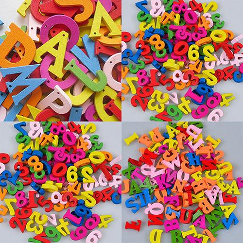 100Pcs Colorful Letters Numbers Wooden Flatback Cute Fridge Magnets DIY Home Decoration Accessories Kids Early Learning toys