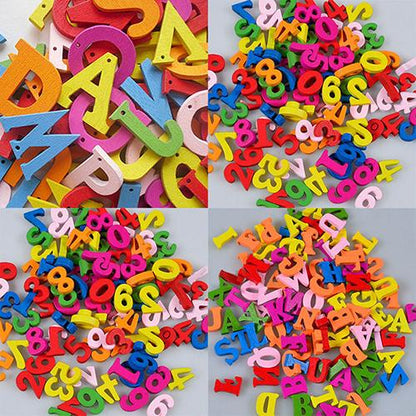 100Pcs Colorful Letters Numbers Wooden Flatback Cute Fridge Magnets DIY Home Decoration Accessories Kids Early Learning toys
