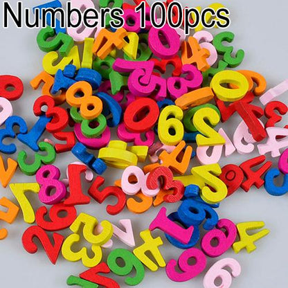 100Pcs Colorful Letters Numbers Wooden Flatback Cute Fridge Magnets DIY Home Decoration Accessories Kids Early Learning toys