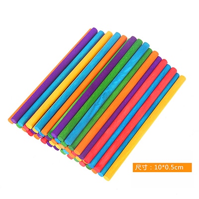 50Pcs DIY Crafts Wooden Stick Popsicle Colorful Ice Cream Sticks Hand Craft Art Creative Educational Toys For Children Kids Fun Time