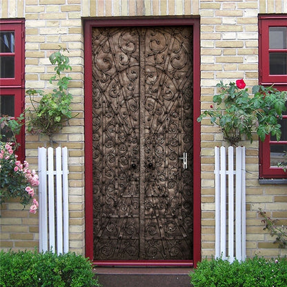 Retro Metal Gear Wallpapers For Living Room Wooden Door Art Door Decoration Sticker Self Stick Renew Home Improvement 3D Murals