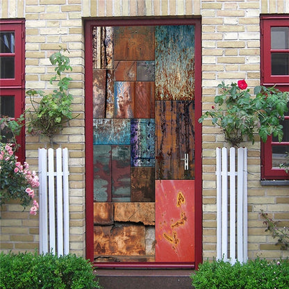 Retro Metal Gear Wallpapers For Living Room Wooden Door Art Door Decoration Sticker Self Stick Renew Home Improvement 3D Murals