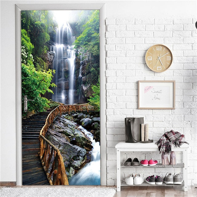 Creative 3D DIY Door Sticker 95x215cm/Custom Size Self Adhesive Wallpaper On the Doors DIY Renovation Waterproof Poster For Bedroom