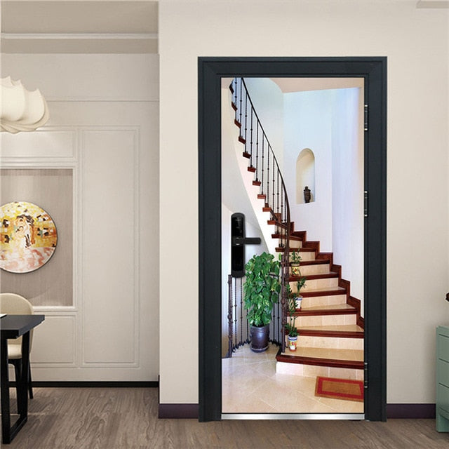 Creative 3D DIY Door Sticker 95x215cm/Custom Size Self Adhesive Wallpaper On the Doors DIY Renovation Waterproof Poster For Bedroom