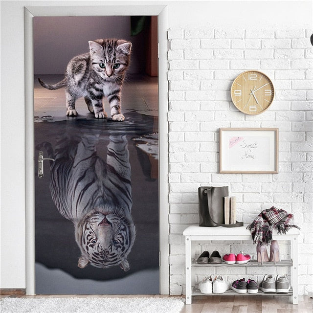 Creative 3D DIY Door Sticker 95x215cm/Custom Size Self Adhesive Wallpaper On the Doors DIY Renovation Waterproof Poster For Bedroom