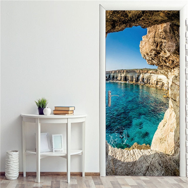 Creative 3D DIY Door Sticker 95x215cm/Custom Size Self Adhesive Wallpaper On the Doors DIY Renovation Waterproof Poster For Bedroom