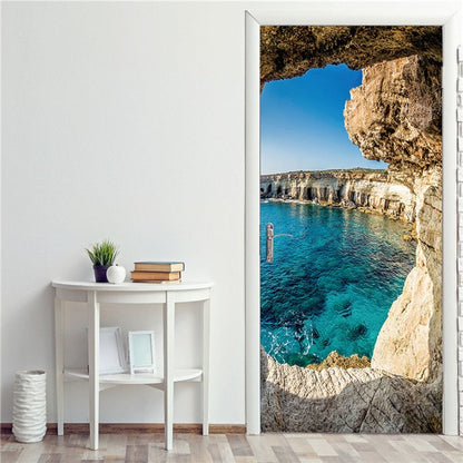 Creative 3D DIY Door Sticker 95x215cm/Custom Size Self Adhesive Wallpaper On the Doors DIY Renovation Waterproof Poster For Bedroom