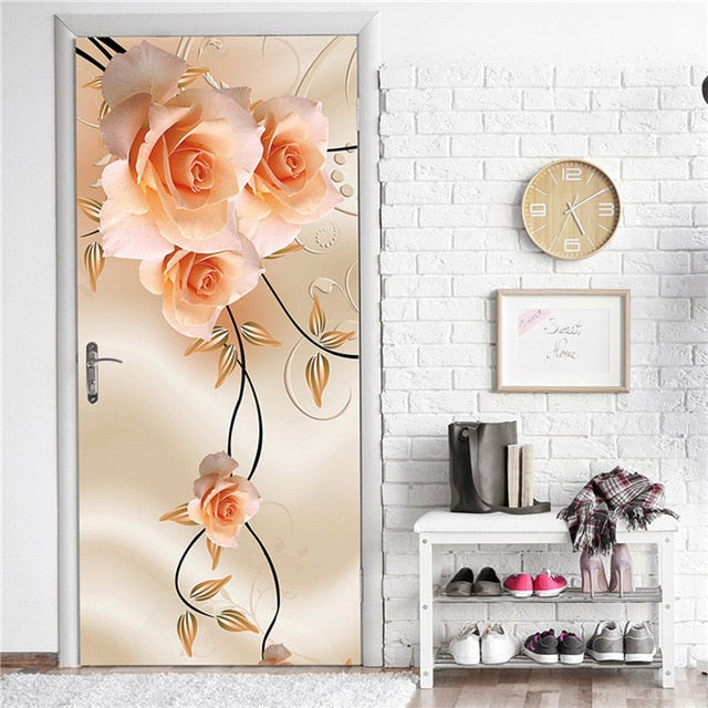 Creative 3D DIY Door Sticker 95x215cm/Custom Size Self Adhesive Wallpaper On the Doors DIY Renovation Waterproof Poster For Bedroom