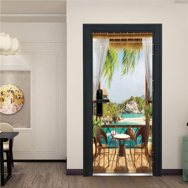 Creative 3D DIY Door Sticker 95x215cm/Custom Size Self Adhesive Wallpaper On the Doors DIY Renovation Waterproof Poster For Bedroom
