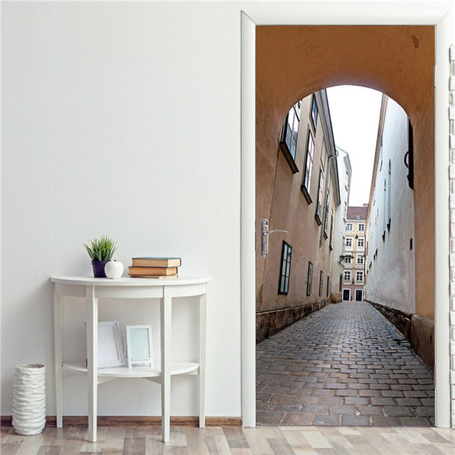 Creative 3D DIY Door Sticker 95x215cm/Custom Size Self Adhesive Wallpaper On the Doors DIY Renovation Waterproof Poster For Bedroom