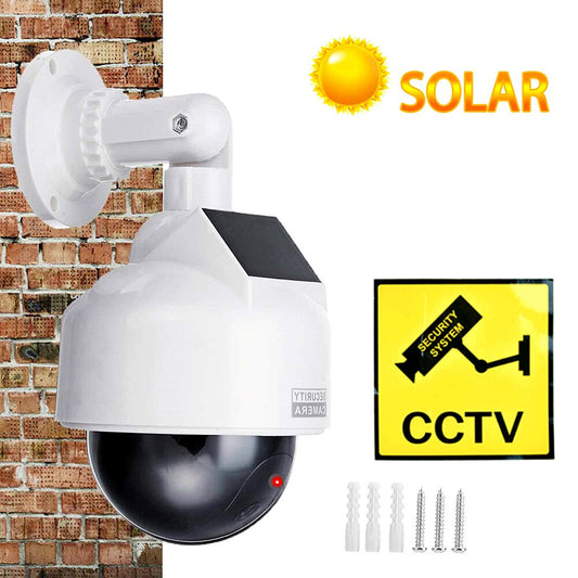 Fake Solar Power CCTV Camera Waterproof Outdoor Surveillance Cameras Flashing Red LED Light Simulation Camera