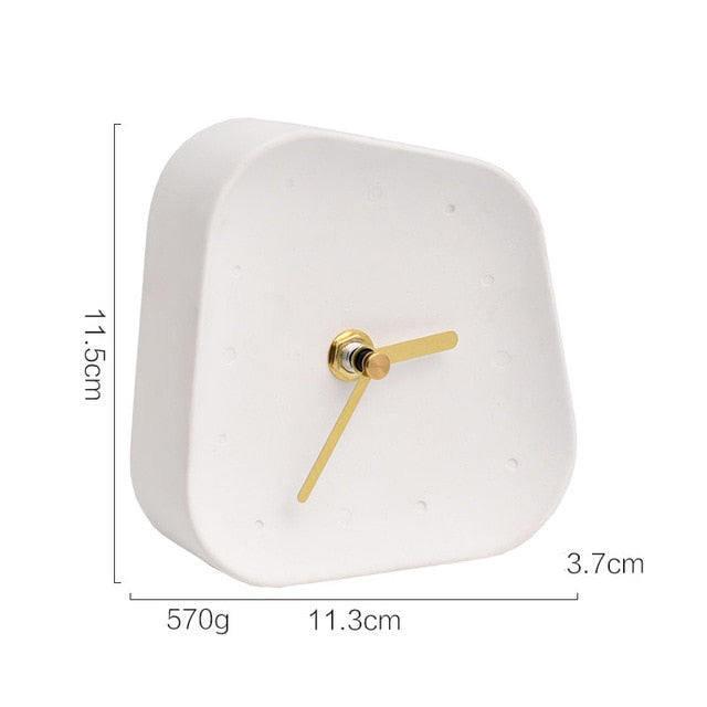 Nordic Home Decoration Accessories Geometry Shaped Cement Table Clock Desktop Decoration Mute Concrete Small Desk Clock