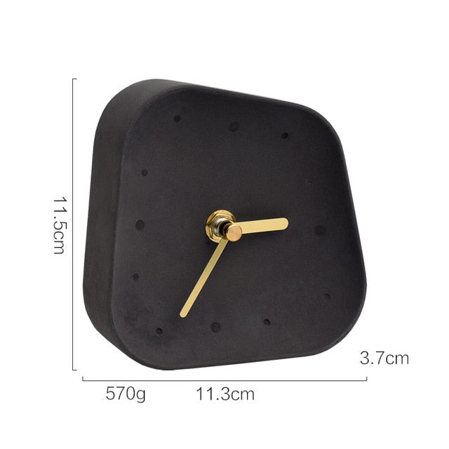 Nordic Home Decoration Accessories Geometry Shaped Cement Table Clock Desktop Decoration Mute Concrete Small Desk Clock