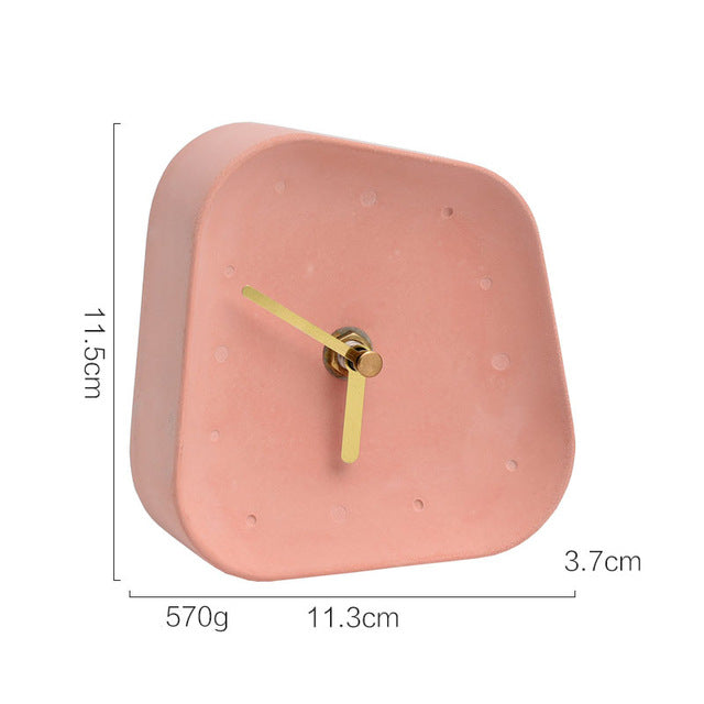 Nordic Home Decoration Accessories Geometry Shaped Cement Table Clock Desktop Decoration Mute Concrete Small Desk Clock