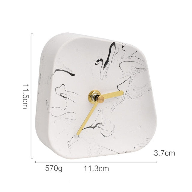 Nordic Home Decoration Accessories Geometry Shaped Cement Table Clock Desktop Decoration Mute Concrete Small Desk Clock