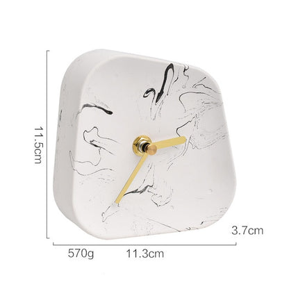 Nordic Home Decoration Accessories Geometry Shaped Cement Table Clock Desktop Decoration Mute Concrete Small Desk Clock