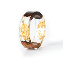 Load image into Gallery viewer, Unisex Handmade Wood Resin Ring Dried Flowers Plants Inside Jewelry Resin Ring Transparent Anniversary Every Day Ring
