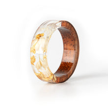 Load image into Gallery viewer, Unisex Handmade Wood Resin Ring Dried Flowers Plants Inside Jewelry Resin Ring Transparent Anniversary Every Day Ring
