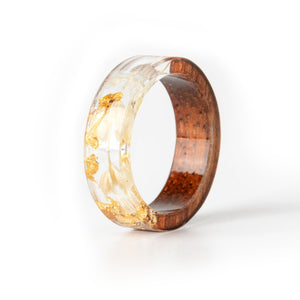 Unisex Handmade Wood Resin Ring Dried Flowers Plants Inside Jewelry Resin Ring Transparent Anniversary Every Day Ring