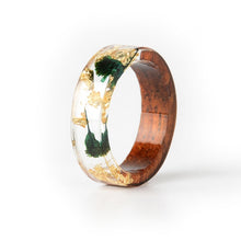 Load image into Gallery viewer, Unisex Handmade Wood Resin Ring Dried Flowers Plants Inside Jewelry Resin Ring Transparent Anniversary Every Day Ring

