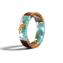 Load image into Gallery viewer, Unisex Handmade Wood Resin Ring Dried Flowers Plants Inside Jewelry Resin Ring Transparent Anniversary Every Day Ring
