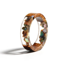 Load image into Gallery viewer, Unisex Handmade Wood Resin Ring Dried Flowers Plants Inside Jewelry Resin Ring Transparent Anniversary Every Day Ring
