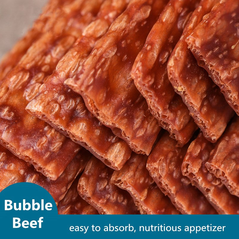 Bulk Dog Snacks Bubble Beef Bacon Slice Pet Food Meat Easily Absorbed Nutritious Appetizer Natural Beef Strip Pet Training Rewards