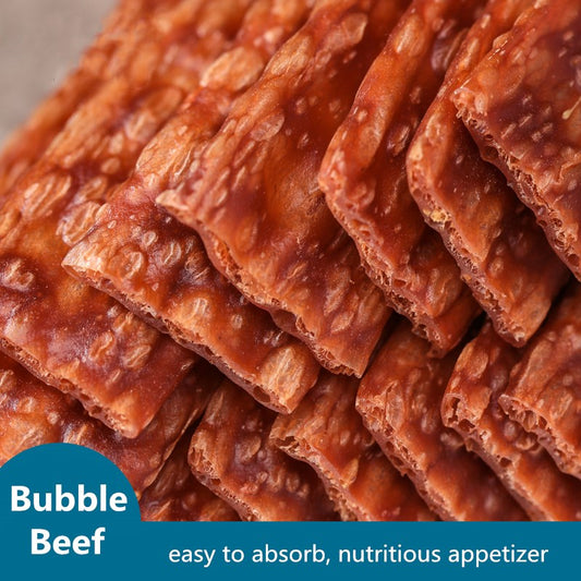 Bulk Dog Snacks Bubble Beef Bacon Slice Pet Food Meat Easily Absorbed Nutritious Appetizer Natural Beef Strip Pet Training Rewards